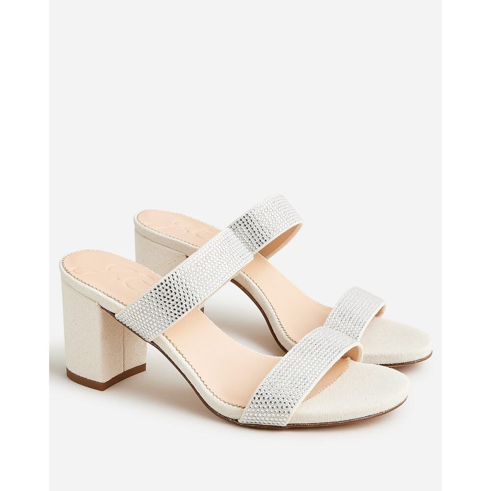J. Crew Lucie double-strap block-heel sandals with crystals